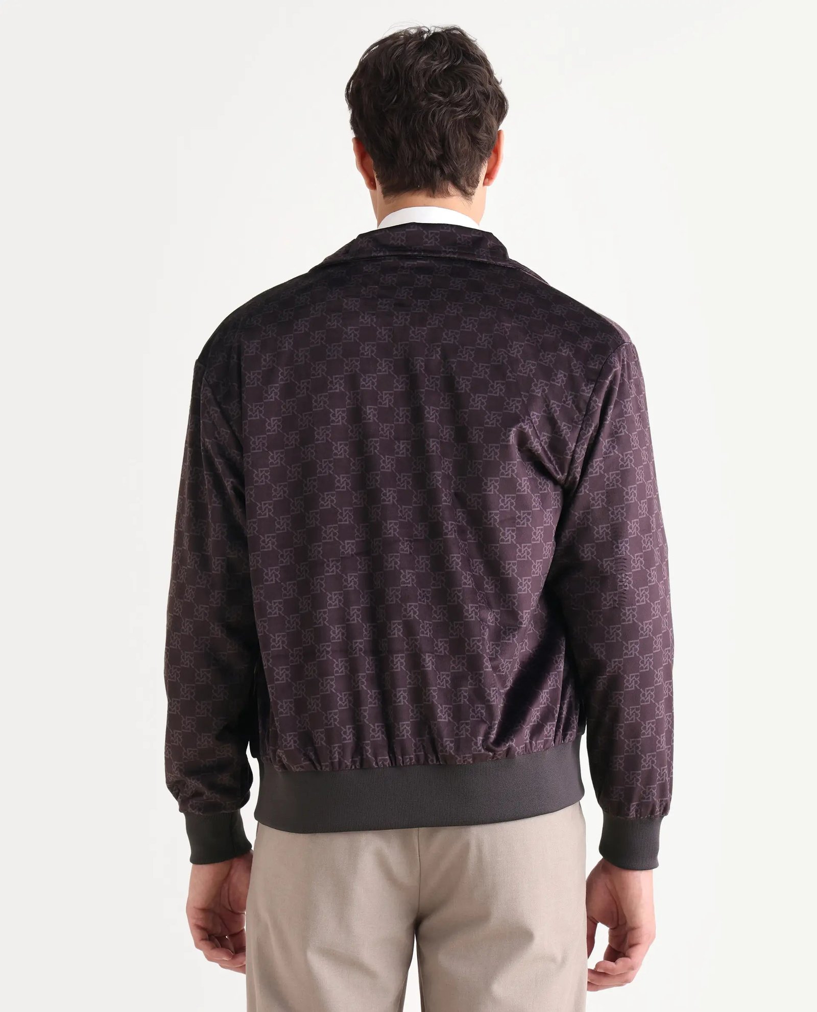 Rare Rabbit Men's Adiso-Dp Dark Brown Polyester Fabric High Neck Regular Fit Geometric Print Jacket - Image 7