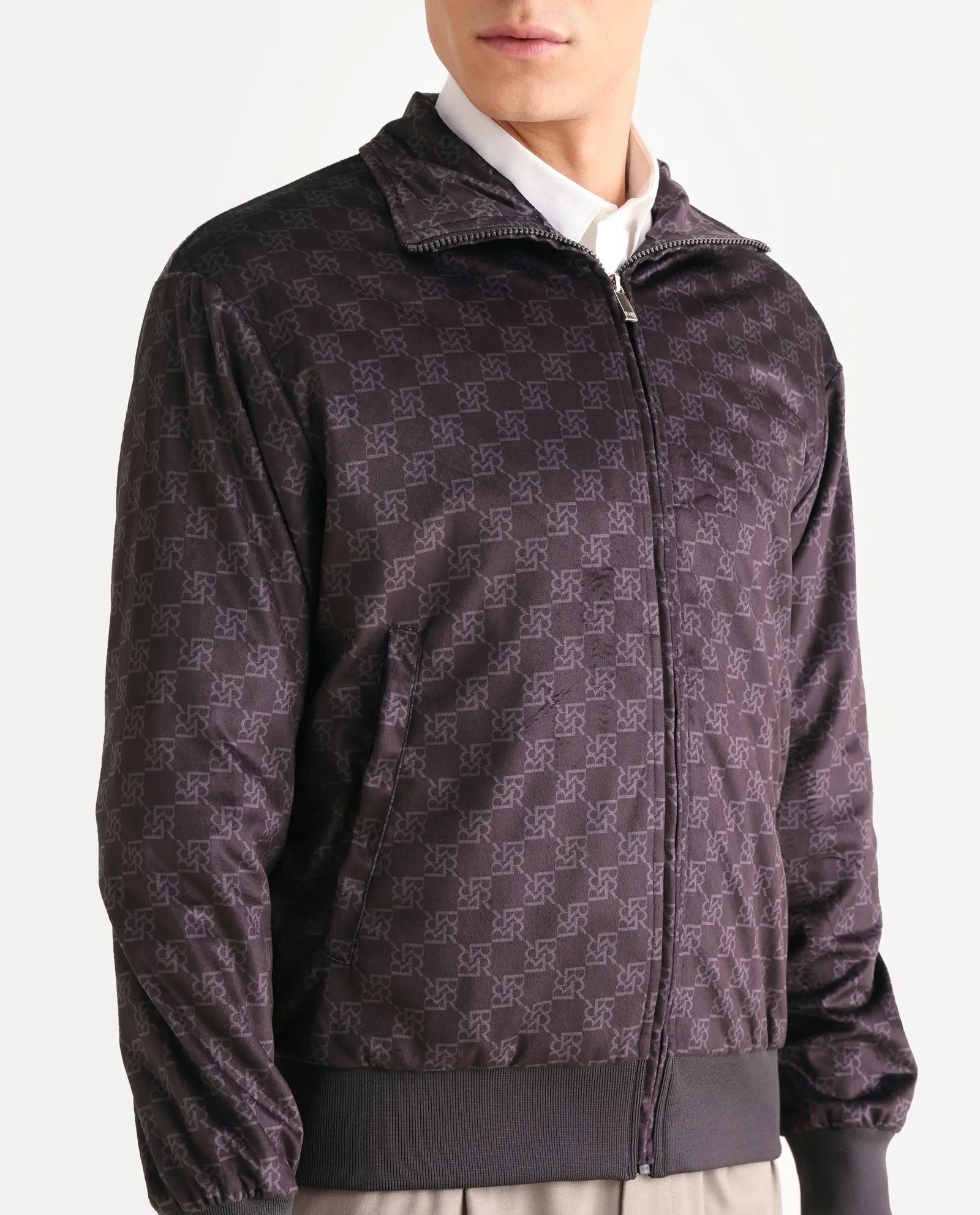 Rare Rabbit Men's Adiso-Dp Dark Brown Polyester Fabric High Neck Regular Fit Geometric Print Jacket - Image 3