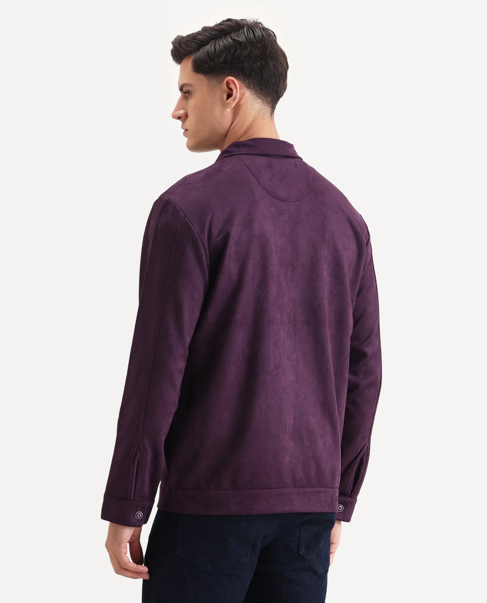 Rare Rabbit Men's Bax-25 Purple Polyester Blend Plain Relaxed Fit Full Sleeve Spread Collar Jacket - Image 7
