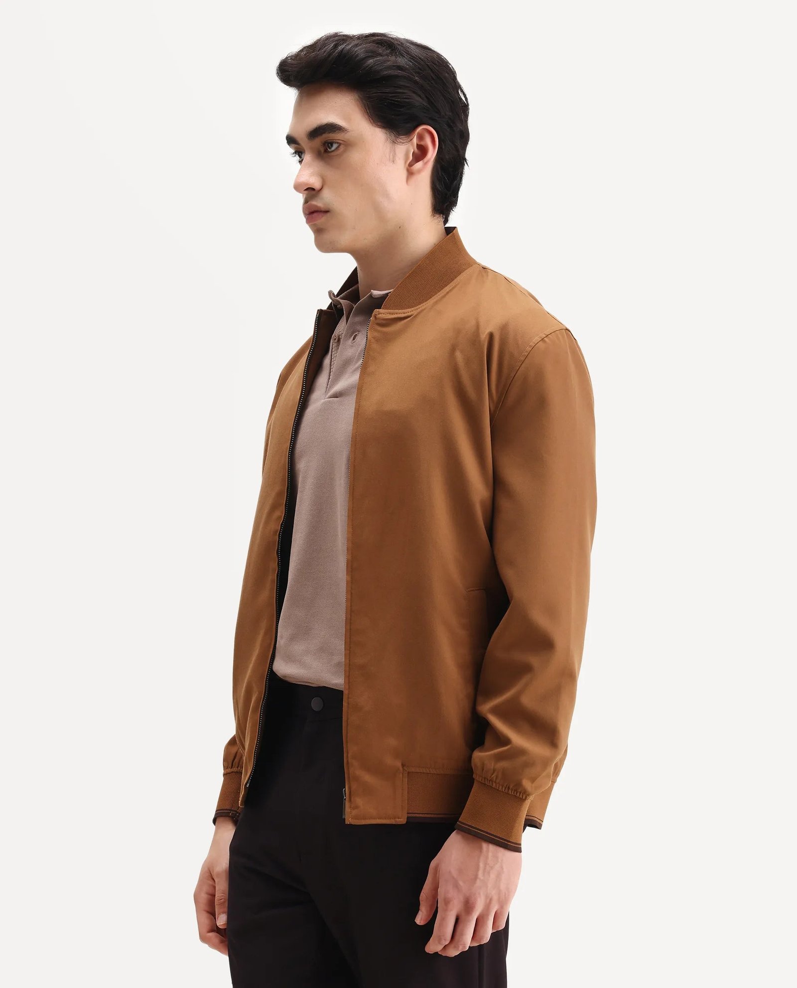 Rare Rabbit Men's Bomto Light Brown Polyester Blend Fabric High Neck Relaxed Plain Jacket - Image 5