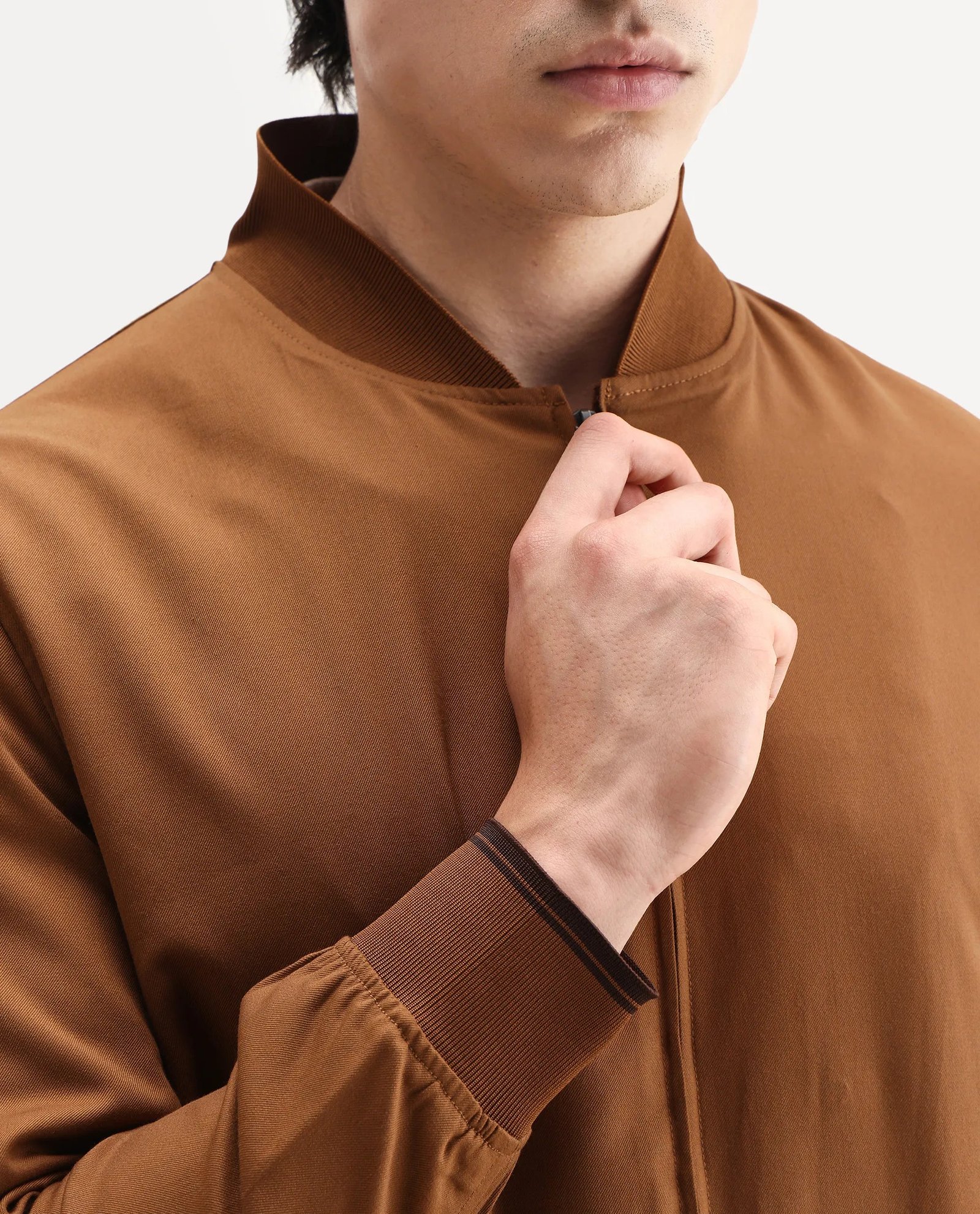 Rare Rabbit Men's Bomto Light Brown Polyester Blend Fabric High Neck Relaxed Plain Jacket - Image 3