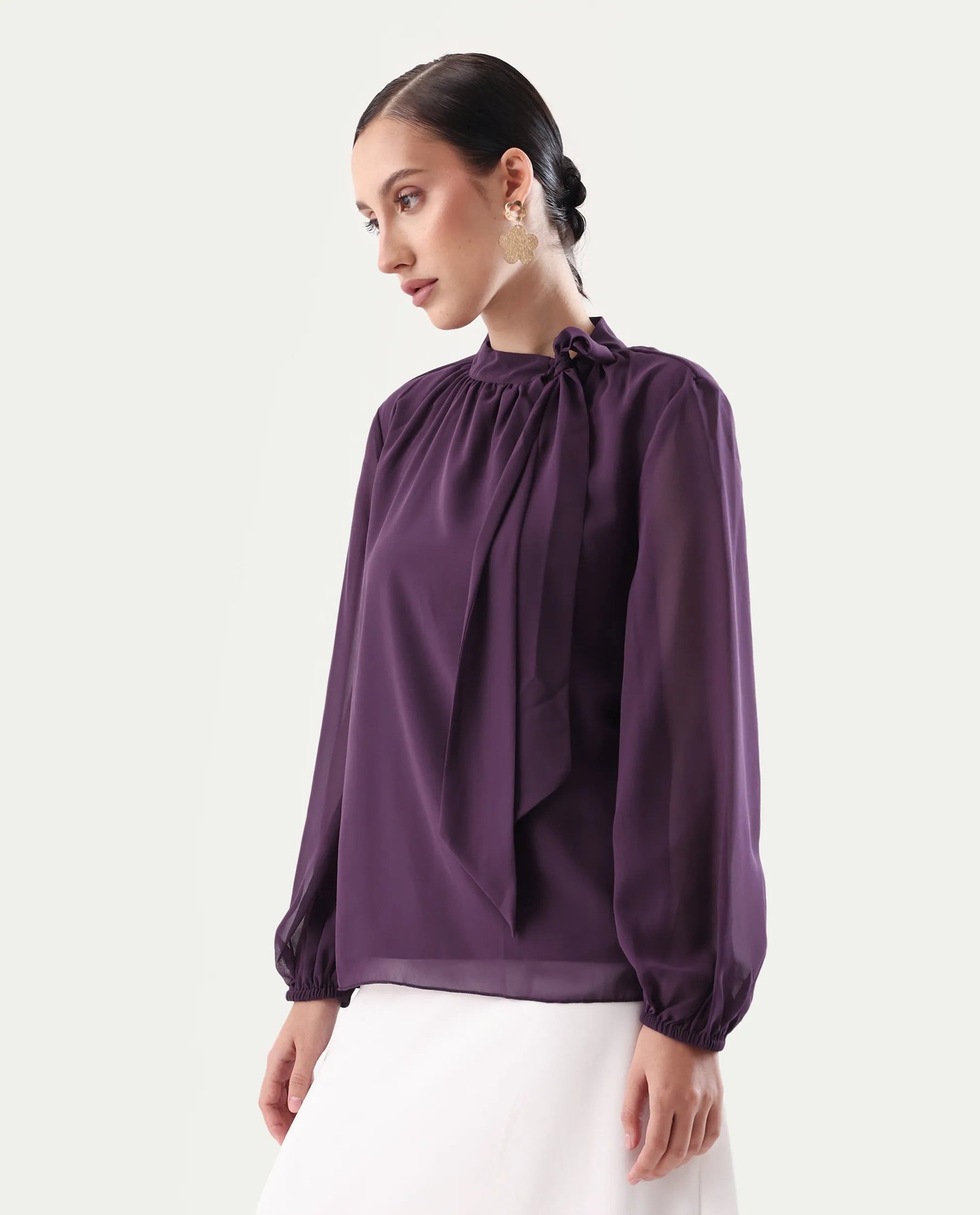 Rareism Women's Elden Maroon Polyester Tie-Up Neck Regular Fit Plain Top - Image 5