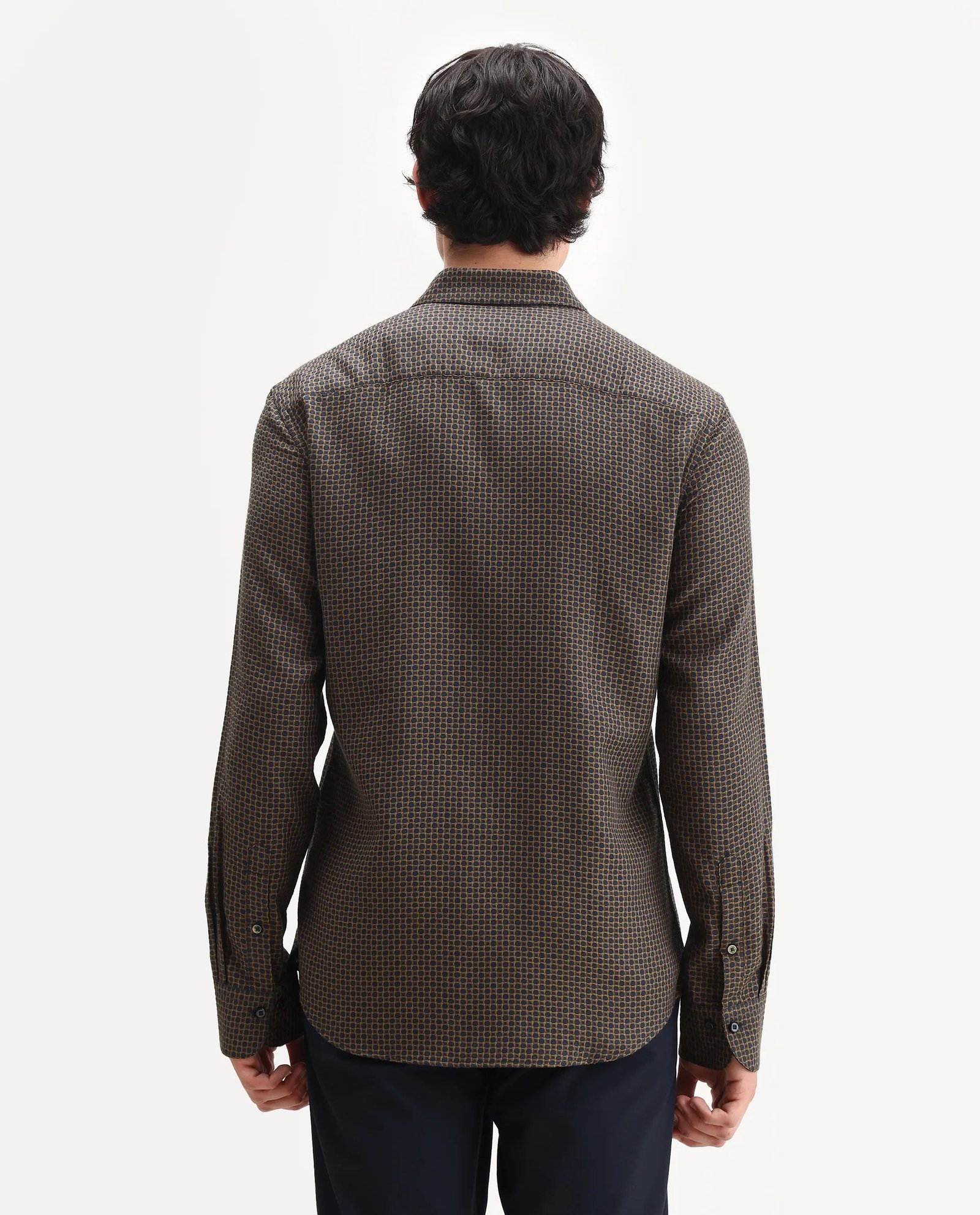 Rare Rabbit Men's Juxe Brown Cotton Fabric Spread Collar Regular Fit Geometric Print Shirt - Image 7