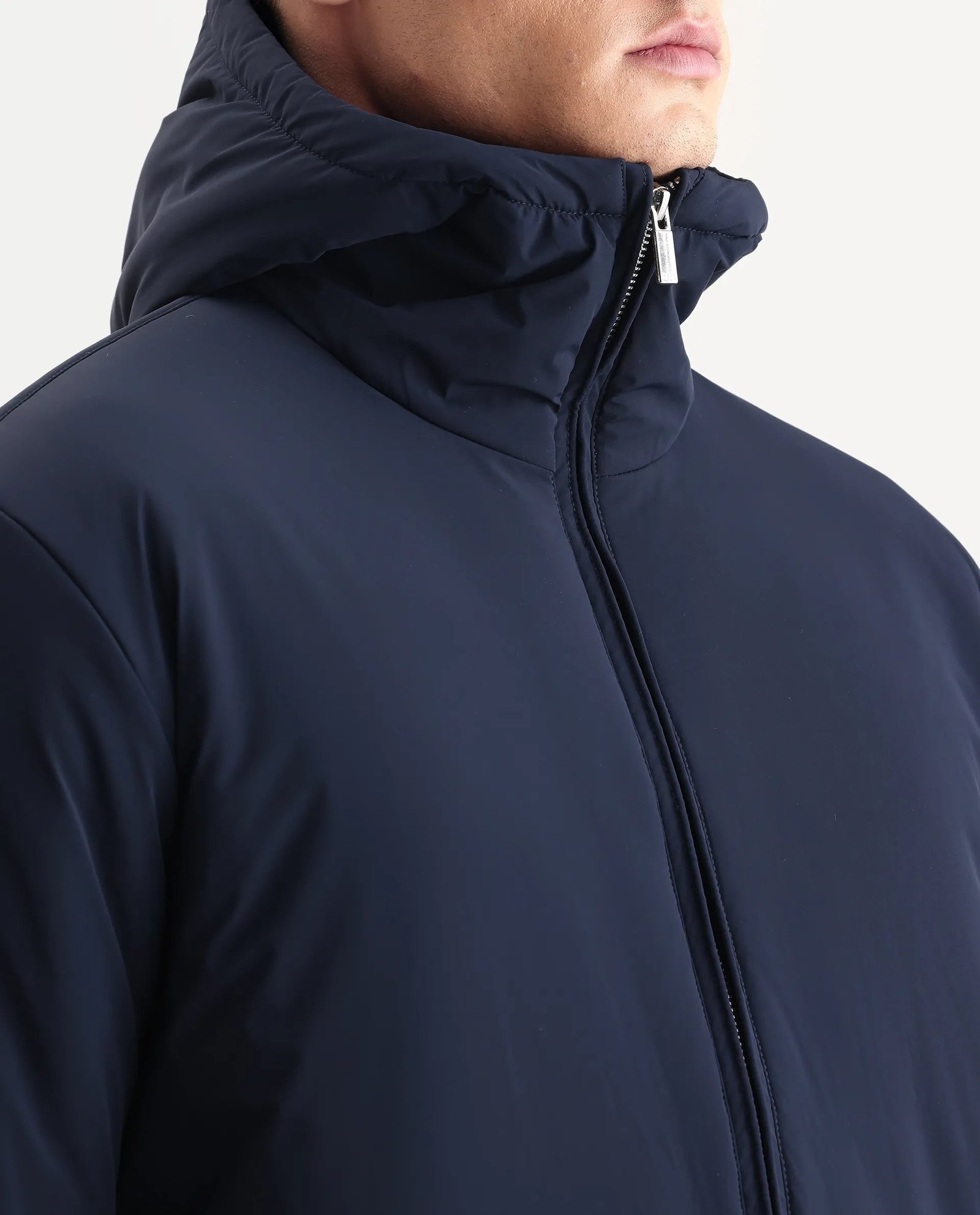 Rare Rabbit Men's Kost Navy Nylon Fabric High Neck Relaxed Fit Plain Jacket - Image 3