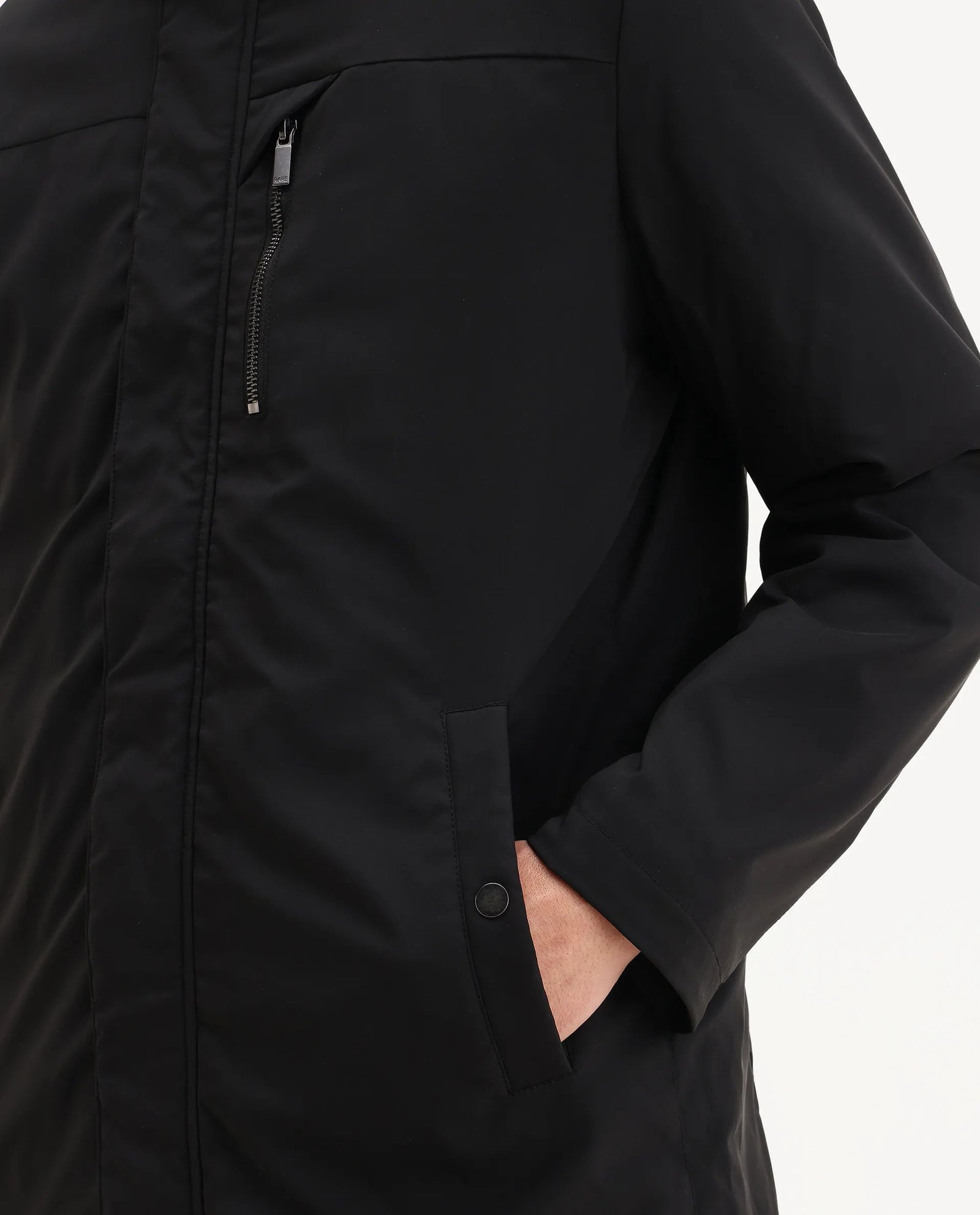 Rare Rabbit Men's Macaw-25 Black Polyester Plain Regular Fit Full Sleeve High Neck Jacket - Image 3