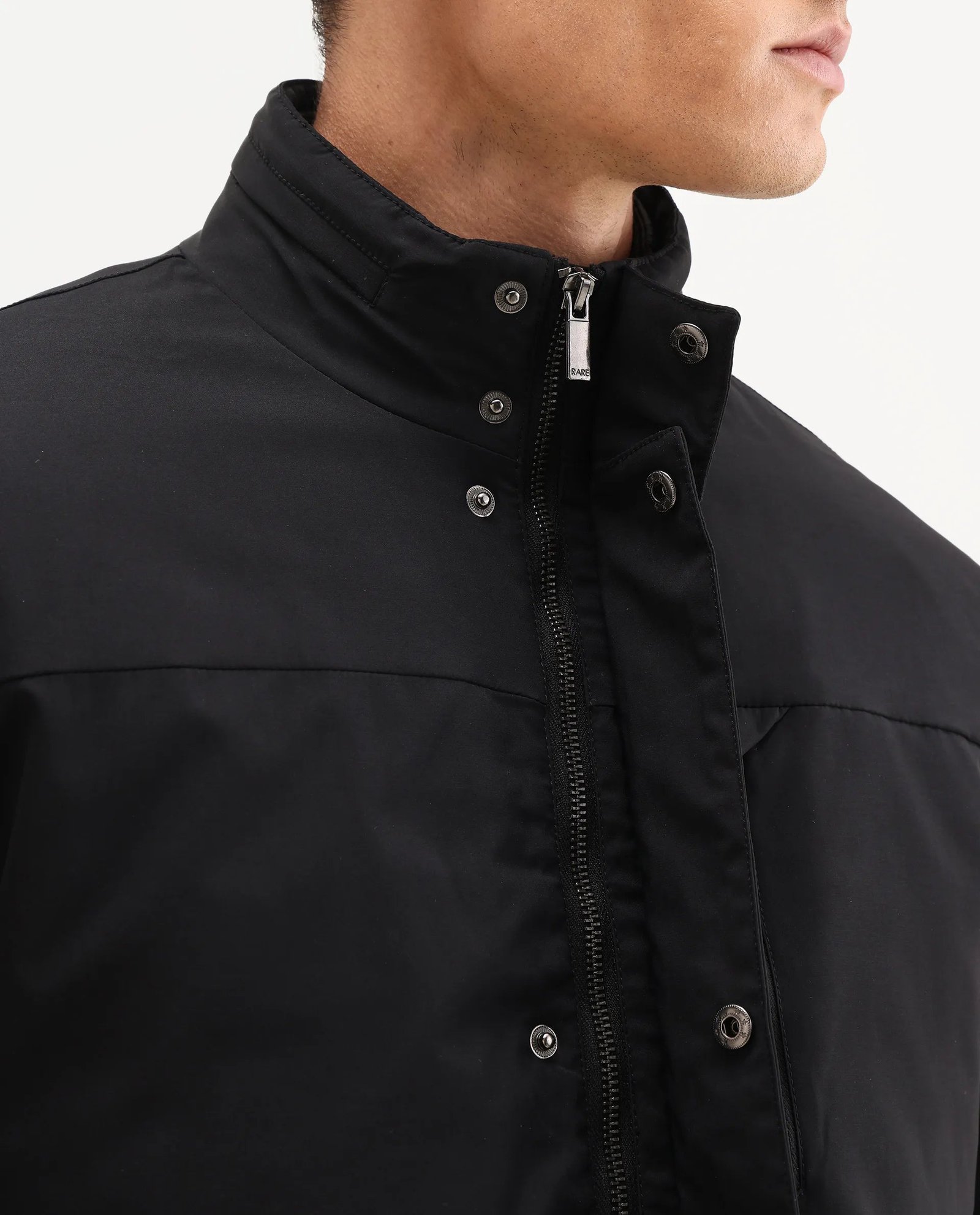 Rare Rabbit Men's Macaw-25 Black Polyester Plain Regular Fit Full Sleeve High Neck Jacket - Image 8