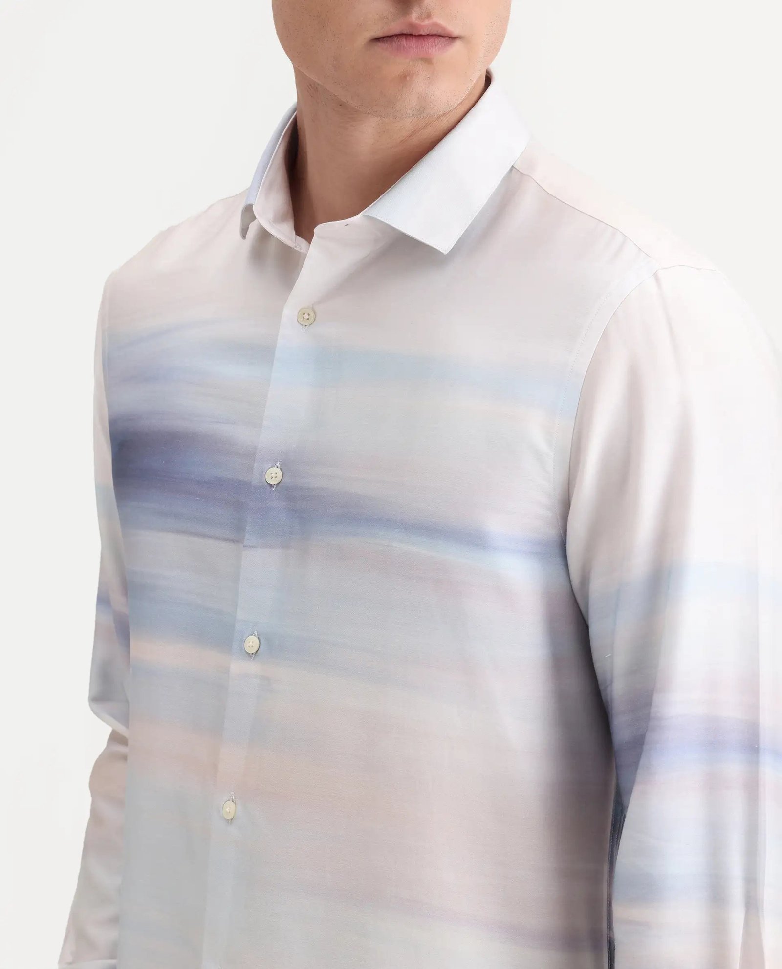 Rare Rabbit Men's Pumot Off White Cotton Blend Abstract Print Regular Fit Full Sleeve Collared Shirt - Image 3