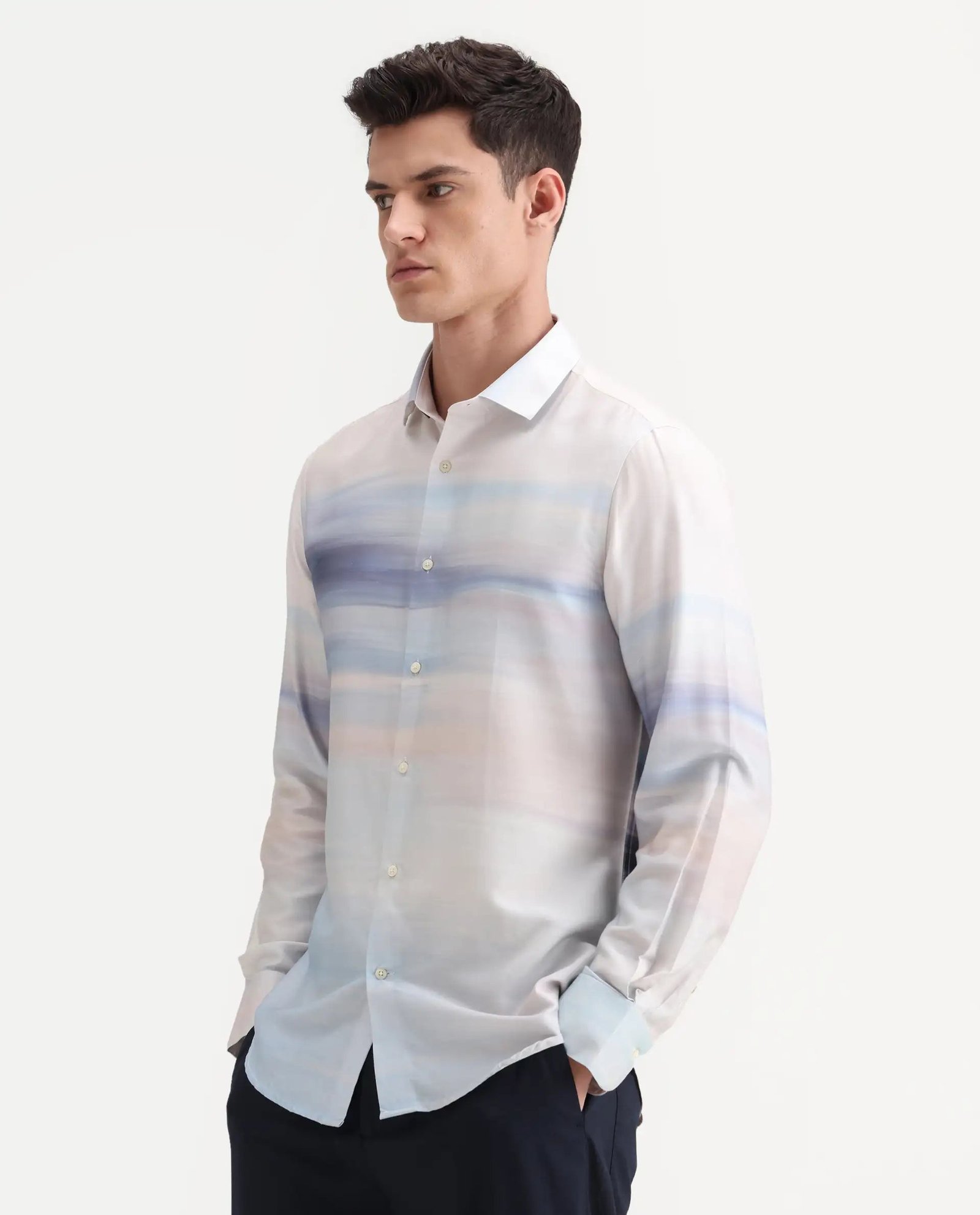 Rare Rabbit Men's Pumot Off White Cotton Blend Abstract Print Regular Fit Full Sleeve Collared Shirt - Image 4