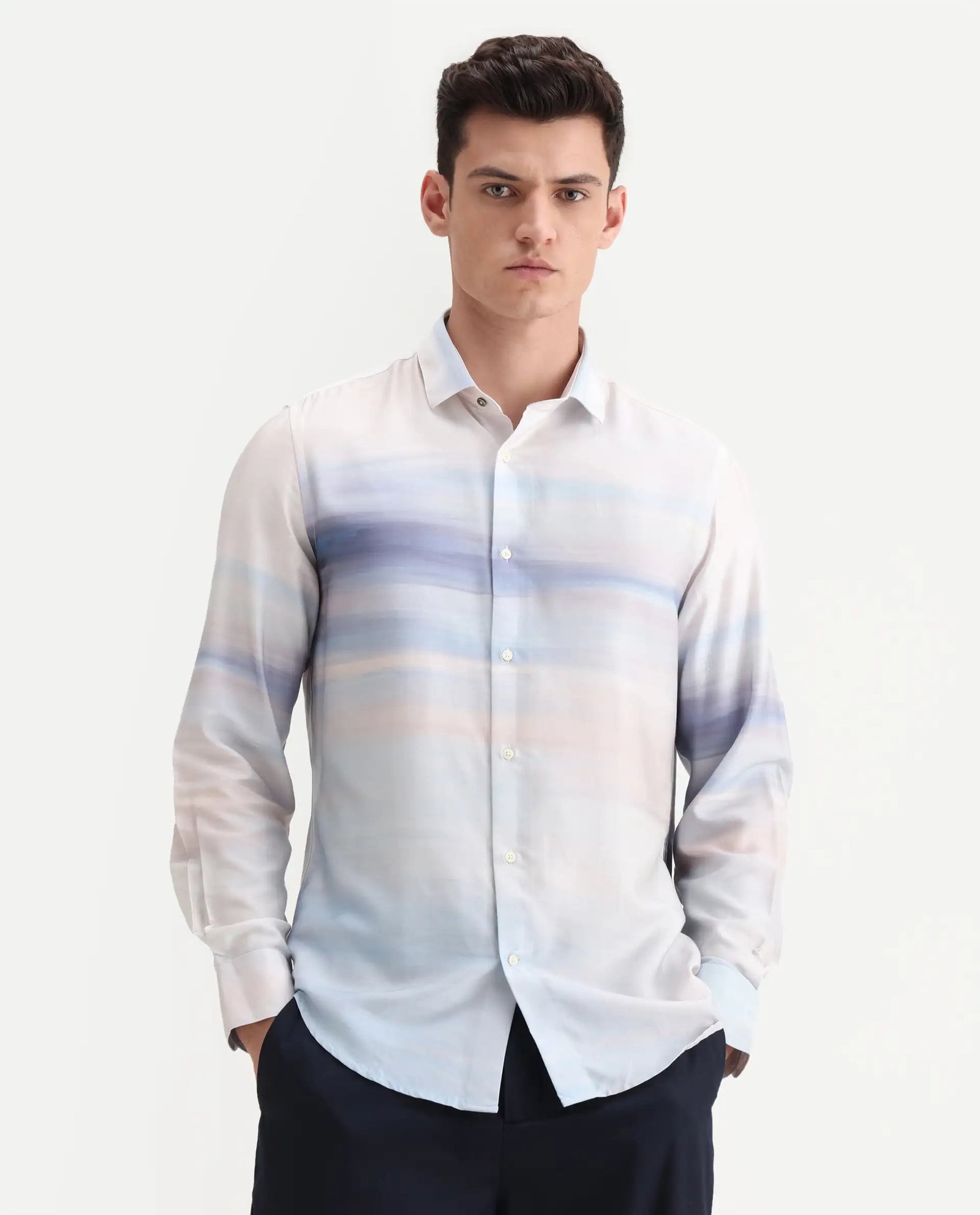 Rare Rabbit Men's Pumot Off White Cotton Blend Abstract Print Regular Fit Full Sleeve Collared Shirt - Image 5