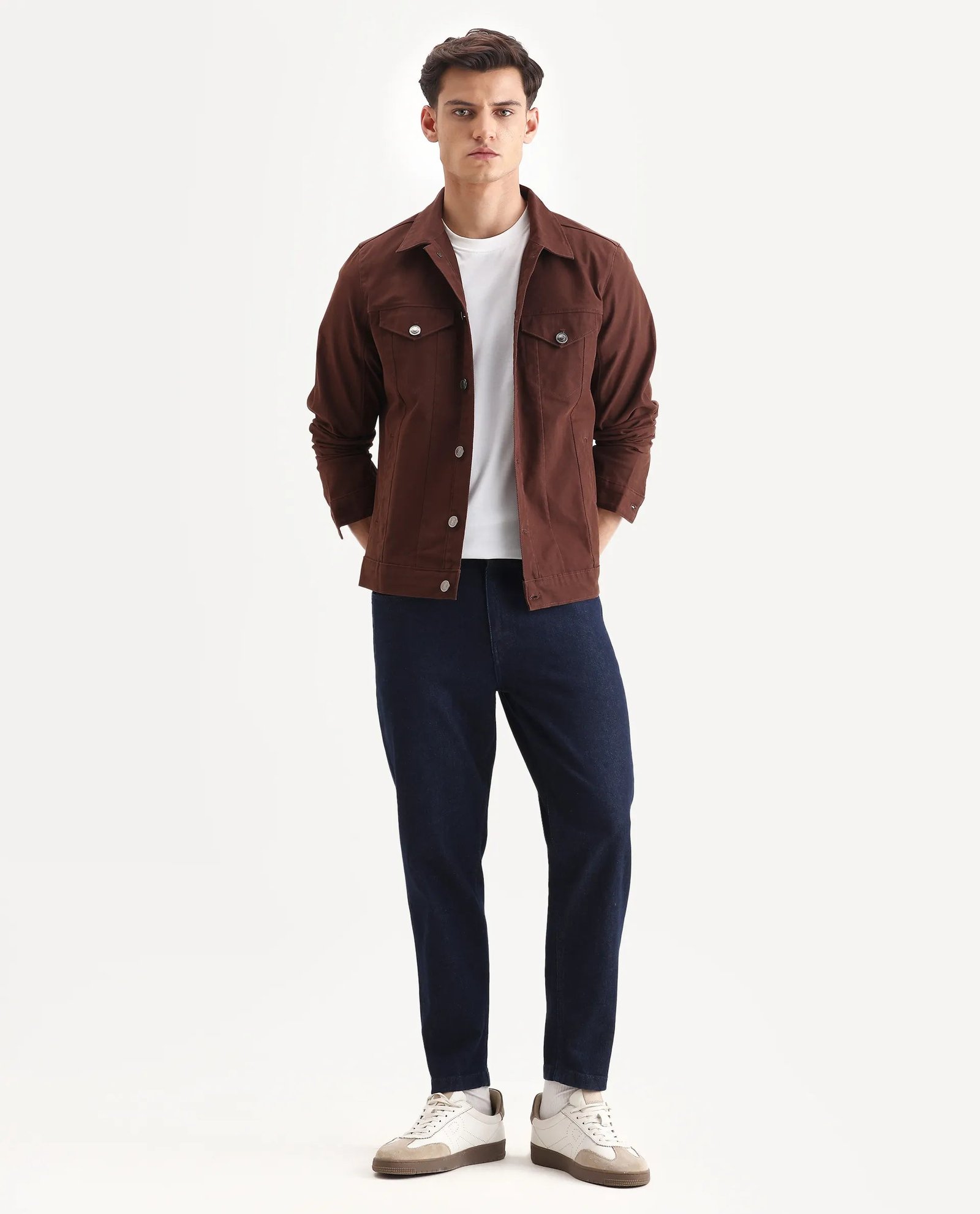 Rare Rabbit Men's Scut Brown Cotton Blend Fabric Collared Neck Relaxed Fit Plain Jacket - Image 2