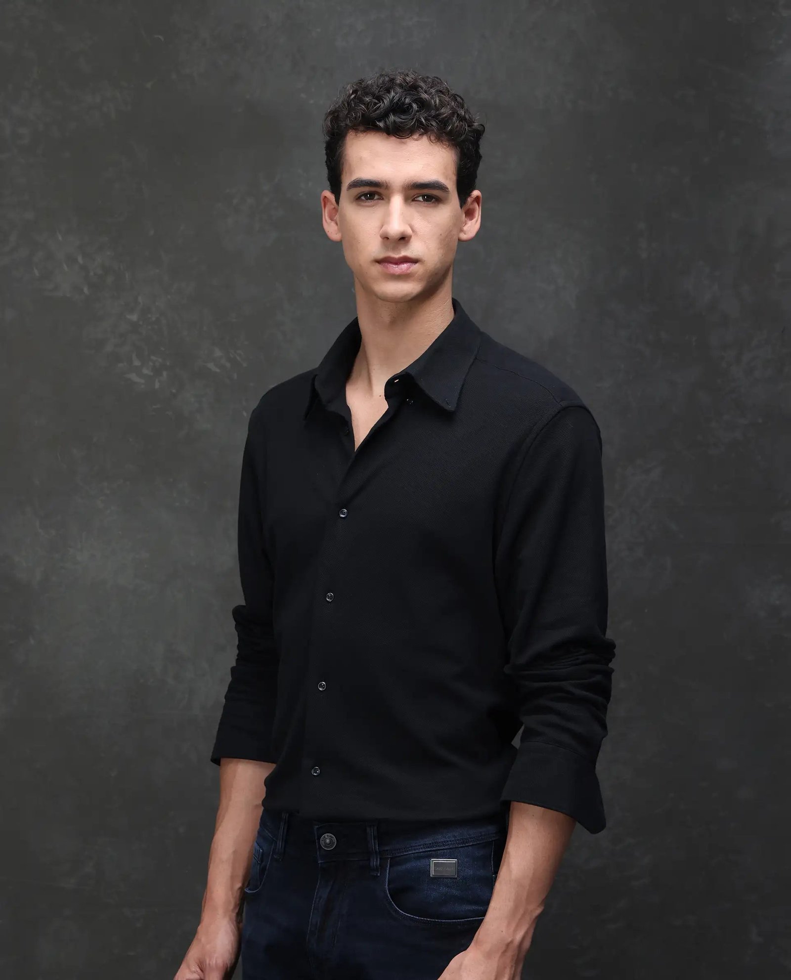 Rare Rabbit Men's Vane-25 Black Cotton Plain Regular Fit Full Sleeve Button-Down Collar Shirt - Image 4