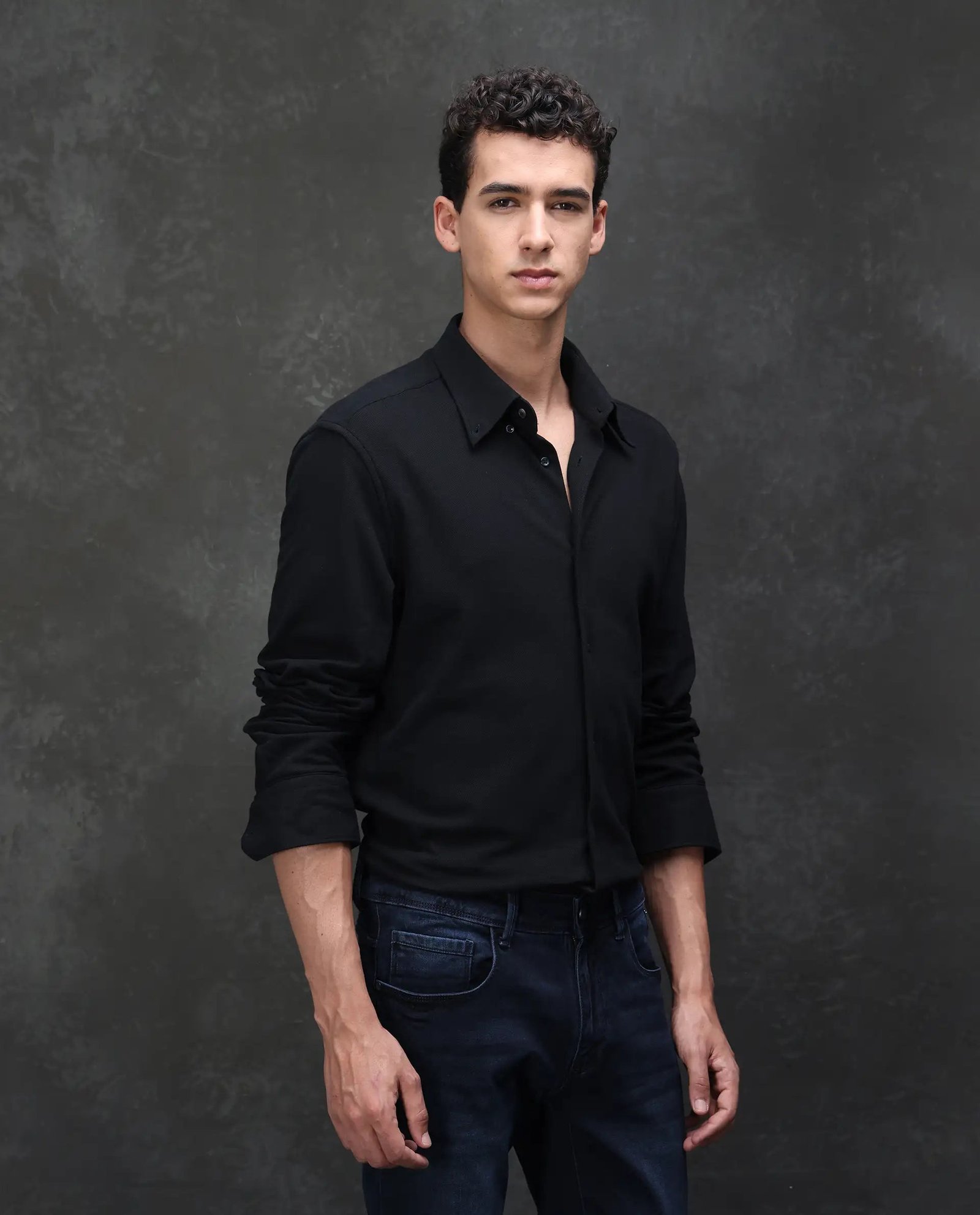 Rare Rabbit Men's Vane-25 Black Cotton Plain Regular Fit Full Sleeve Button-Down Collar Shirt - Image 5