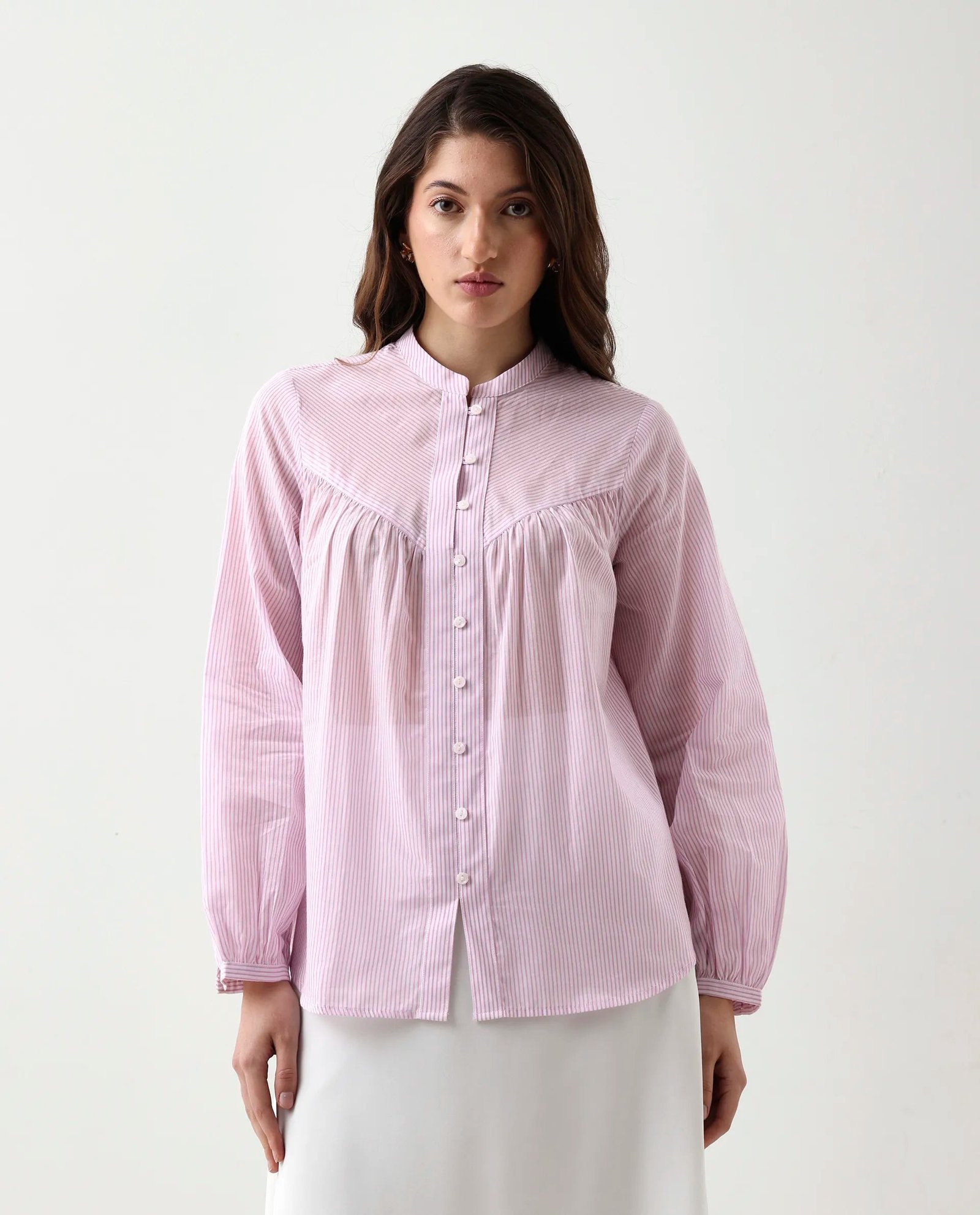 Rareism Women's Nubelo Purple Cotton Blend Mandarin Collar Regular Fit Top - Image 2