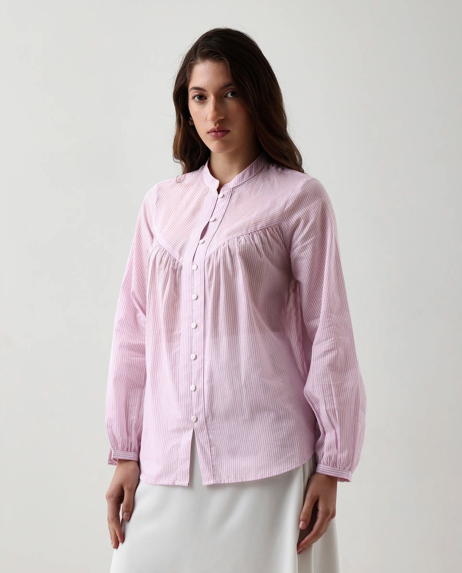 Rareism Women's Nubelo Purple Cotton Blend Mandarin Collar Regular Fit Top - Image 4