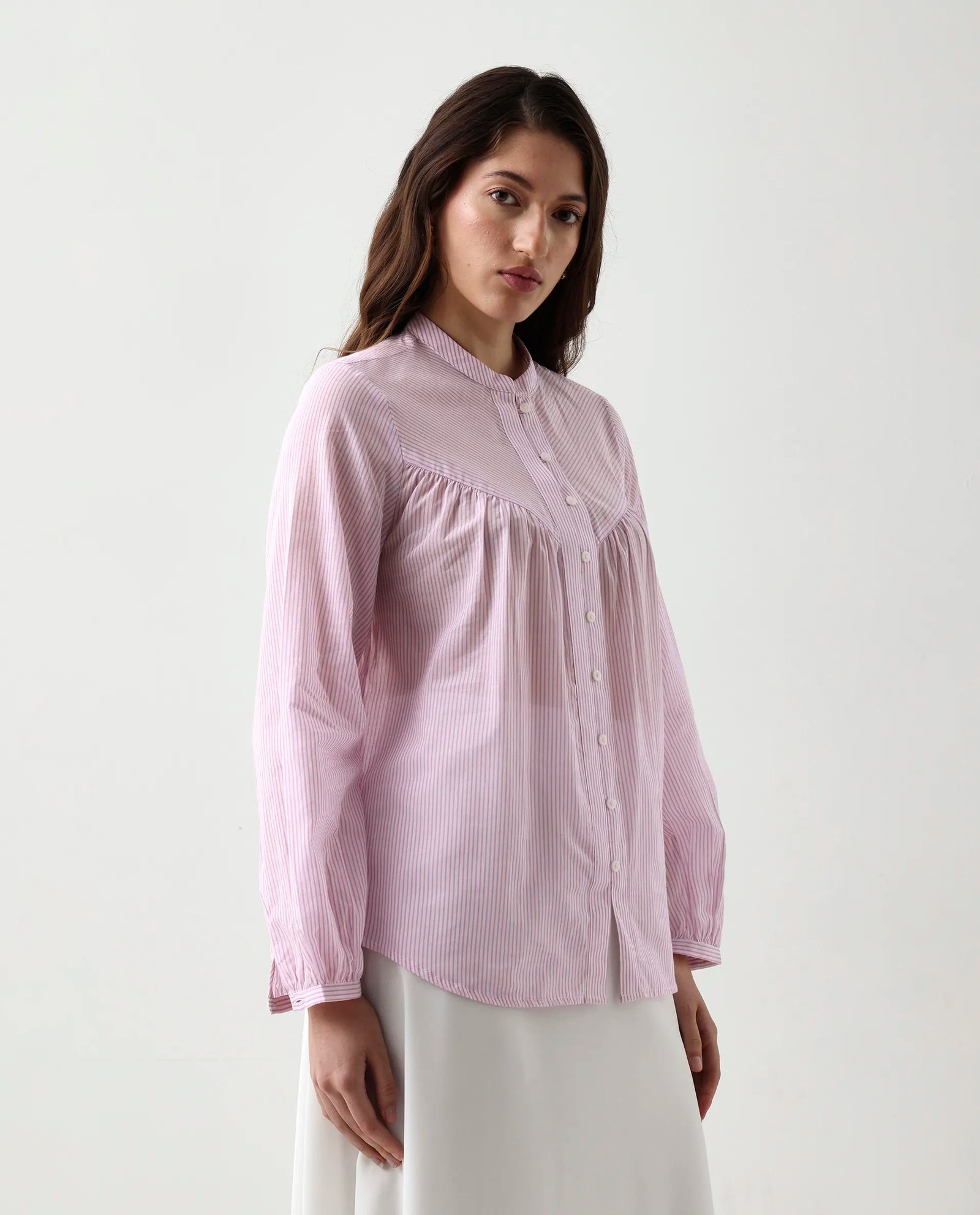 Rareism Women's Nubelo Purple Cotton Blend Mandarin Collar Regular Fit Top - Image 5